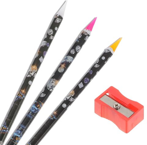 3 Pcs Rhinestone Picker Tool, Self-Adhesive Wax Pencil Diamond Art Tools, Diamond Art Pen, Rhinestone Applicator, Gem Picker Tool, Jewel Dotting Tools for Nail Art DIY with Pencil Sharpener