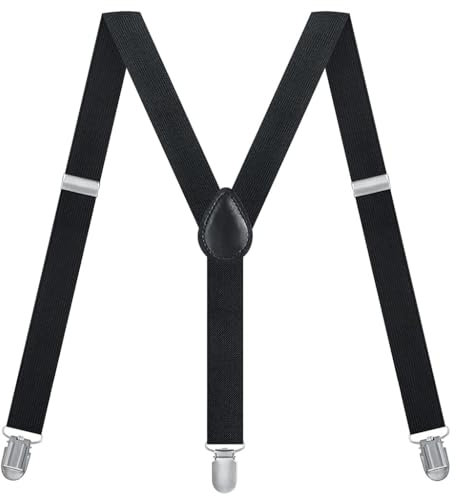 SWKJ Mens Braces, Y-Shape Braces for Men Trousers with Strong Metal Clips, Adjustable Elastic Heavy Duty Suspenders, One Size for Men and Women ﻿