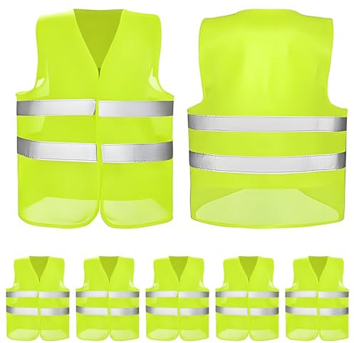 Nokwocy 5 x Stück Warnwesten Auto, Gelb Warnweste, 2025 gemäß ISO20471, KFZ Sicherheitsweste, Erwachsene Warnschutzweste, EU Norm, high Visibility Vest, Sicherheits Set, Autozubehör