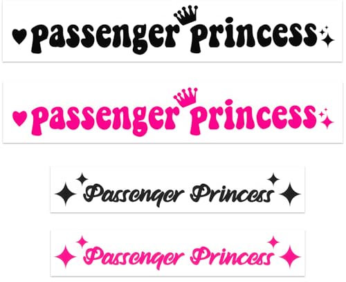 Beifahrerprinzessin Aufkleber, Passenger Princess Sticker, 4 Stück Autoaufkleber Aufkleber, Princess Car Mirror Sticker, Lustige Niedliche Prinzessinnen Autoaufkleber, für utodekoration