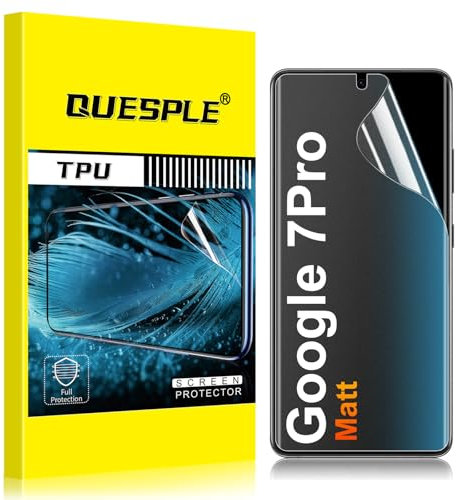 QUESPLE [2 Stück] Matt Schutzfolie für Google Pixel 7 Pro 5G, Anti-Fingerabdruck, Blendschutz Matte Weich TPU Folie, Ultra-Klar Fingerabdruck-ID Unterstützen Displayschutzfolie