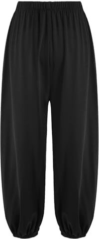 Miaeowve Artes Marciales Taiji Pantalones de Entrenamiento Niños Niño Chino Artes Marciales Chenjiagou Tai Chi Kung Fu Qigong Leggings Knickerbocker Uniforme Gracioso, Negro , 146-152