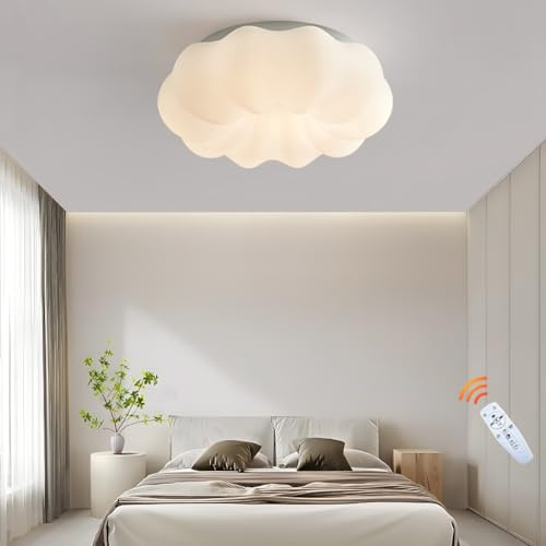 YZSJ LED Deckenleuchte Modern Dimmbar Deckenlampe Mit Fernbedienung Weiß Runde Creme Wind Schlafzimmerlampe 3000K-6500K Deckenbeleuchtung Für Schlafzimmer Wohnzimmer Küche Esszimmer Flur(Pumpkins 45CM