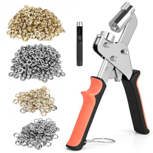 Gaethra Pince À Oeillet, Avec Levier Et Aimant Pince À Oeillets Pour Baches, Incluant 500 Œillets Et Outil De Frappe, Idéale Pour Bâches, Carton Et Loisirs Créatifs, Pince À Oeillets Pour Tissus