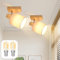 Lichtmaler Deckenlampe 1 Flammig Holz Flurlampe - 2 Stück Deckenleuchte Deckenstrahler E14 MAX 40W Deckenspots Strahler Vintage Schwenkbar 350° Flur Schlafzimmer, mit Leuchtmittel