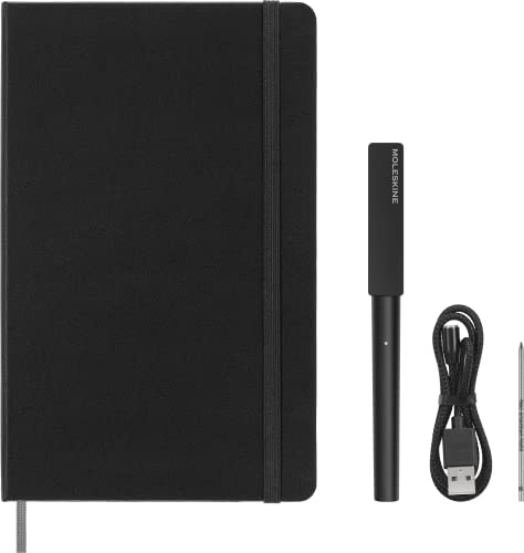 Moleskine Smart Writing Set, Smart Notebook con Smart Pen Inclusa, Taccuino Moleskine Smart, Taccuino Digitale con Pagine a Righe, Nero, Formato Large 13x21 cm