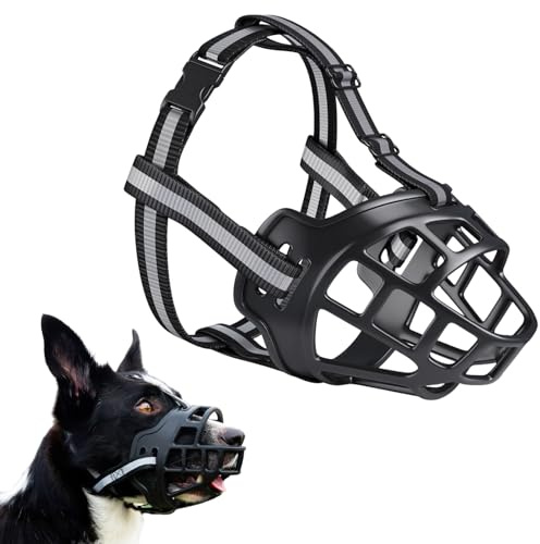 Maulkorb für Hunde, Maulkorb Hund Atmungsaktiver Hunde Maul korb mit Verstellbaren Riemen Silikon-Korb Hund Maulk örbe für Kleine Mittlere und Große Hun de Verhindert Bellen Beißen und Kauen (Größe 3)