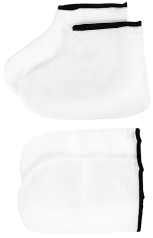 Paraffinwachshandschuhe und Fußüberzieher 2 Paar aus Polyester Weiß | 1 Paar Handschuhe Plus 1 Paar Socken, für Home Use und Salon, Passend für Hand und Fußpflege