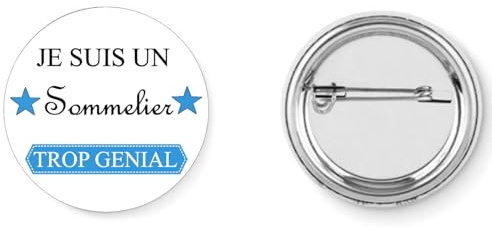 Badge broche pins je suis un sommelier trop génial 37mm handmade cadeau