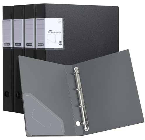 SOYIRI 4 Stück Ringbuch A4,Ringordner mit 4 Ringe,35 mm（Schwarz）