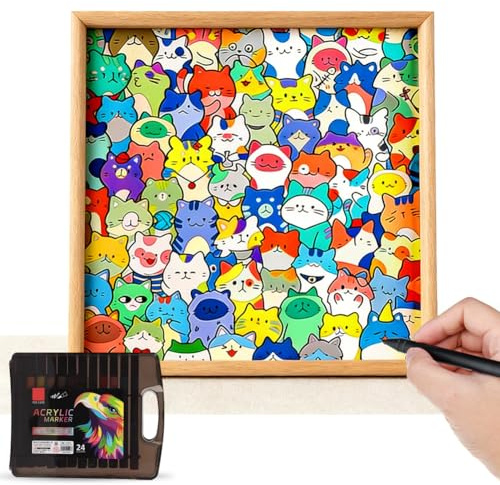 Puzzle en bois pour chat, 24 couleurs, à peindre, 30 x 30 cm, avec cadre photo pour filles et garçons, pour la maison, les voyages, la chambre d'enfant, l'école à domicile, cadeau d'anniversaire