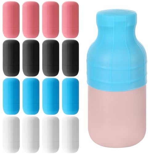 JJUNW 16 Pcs Silicone Bottle Cover, Silicone Travel Size Container Sleeves Bottle Covers, Elastic Leak Locks Sleeves Travels Accessories Fit Liquids Travel Size Bottles Toiletries