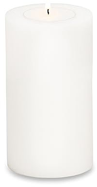 EDZARD Dauerkerze Cornelius (Höhe 18 cm, Ø 10 cm), weiß, hitzebeständig bis 90°, Teelichtkerze in Stumpenkerzen-Optik