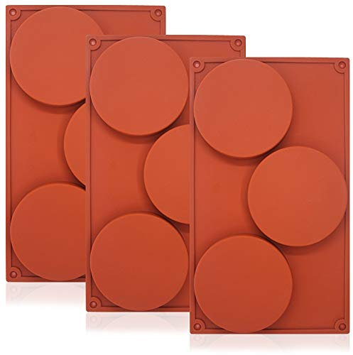 Moldes de silicona antiadherente, 3 unidades con 3 discos redondos grandes cada molde, para hornear tartas, repostería, fabricar jabones, de SourceTon.