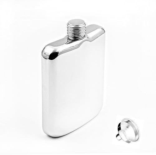 iSavage 6oz Hip Flask Square Shape 18/8 Stainless Steel Mirror Finished with a Funnel-YM116