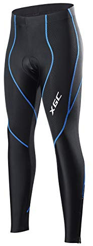 XGC Damen Lange Radlerhose Fahrradhose Radhose Radsportshorts für Frauen Elastische Atmungsaktive 4D Schwamm Sitzpolster mit Einer Hohen Dichte (Blue, S)