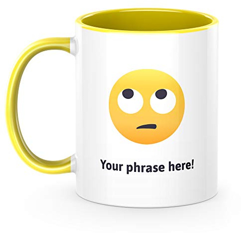 The Kitchenware Company (NE) Ltd. Personalised Emoticon 11oz Mug Featuring Face with Rolling Eyes Yellow