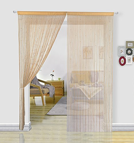 HSYLYM, Perlenvorhang für Türen, Wohnzimmer, als Raumteiler oder Dekoration, Textil, beige, 90x245cm