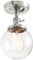 Phansthy Vintage Ceiling Light Fitting with Switch, Modern Clear Glass Flush Mounted Ceiling Lamp E27 Base, Hallway Lighting Fixtures Suitable for Kitchen Loft Cafe Bar (Brushed Steel)
