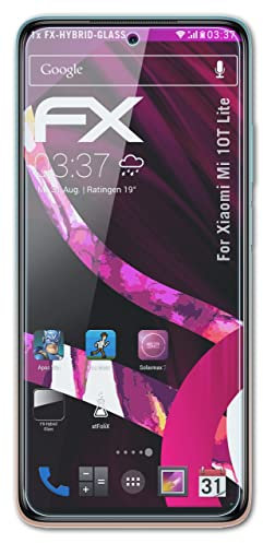 atFoliX Glasfolie kompatibel mit Xiaomi Mi 10T Lite Panzerfolie, 9H Hybrid-Glass FX Schutzpanzer Folie