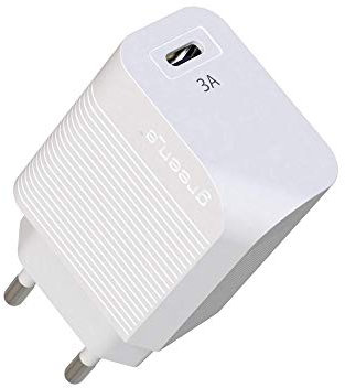 Green_e Chargeur très Rapide USB-C pour Smartphones et tablettes [Certifié Normes européennes] Basse consommation pour iPhone iPad, Samsung Galaxy/Note, LG - Blanc