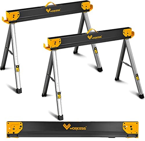 Folding Sawhorse Jobsite Table/Single Pack, 1100lbs (500kg) Capacity 2 Positions Building Your Work Station