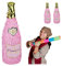 Relaxdays 3 x Pinata Sektflasche, Geburtstagspinata, Champagner Pinata zum Aufhängen, Prinzessin, Piñata zum Befüllen, rosa-Gold