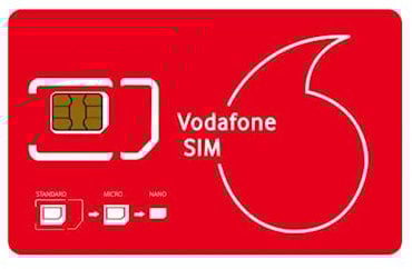 Vodafone uk sim card pronta per l'uso, 3G/4G/5G con contratto a consumo, utilizzabile anche dall'Italia, 3 in 1 nano-micro-standard sim.