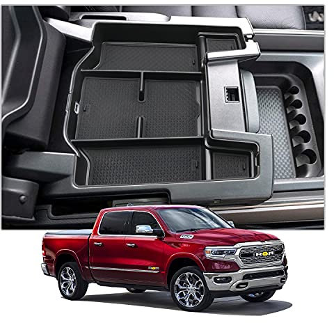 CDEFG Kompatibel mit Dodge RAM 1500 2019-2021 2022 Mittelkonsole Handschuhfach Armlehnen Aufbewahrungsbox Multifunktionaler Aufbewahrung Auto Center Console Organizer Tray Innenraum Zubehör