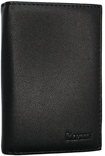 Charmoni - Grande Portefeuille - Classique - Homme - Porte Carte, Papier Voiture, Porte Monnaie - complète - Cuir synthétique (Noir 101 (11x15 cm))