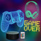 Ammonite Game Over 3D Lampe, Gamepad Kopfhörer 3D Nachtlicht (3 Muster) mit Fernbedienung 16 Farbwechsel Jungen Video Gamer Zimmer Dekor als Weihnachtsgeburtstagsgeschenk für Teen Männer