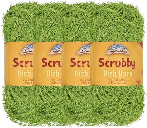JubileeYarn Scrubby - Ovillo de lana (50 g por madeja), color verde lima 103, 4 madejas