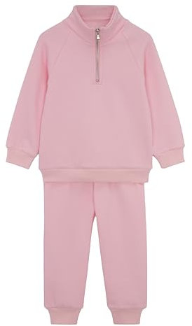 DreamBuy Tuta in pile per bambini, 2 pezzi, in cotone a costine, Peonia rosa., 8-9 Anni