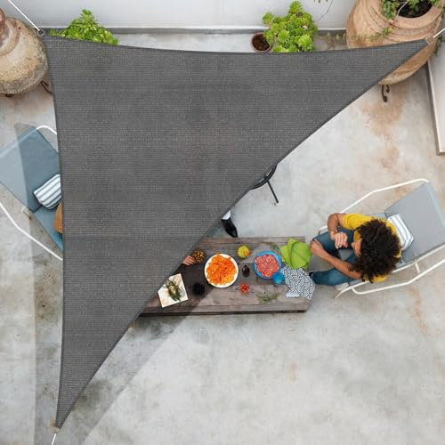 Sunnylaxx 3x3x4,25m Sonnensegel Dreieckig, Sonnenschutz Sunsegel Color Anthrazit, 95% UV-Schutz,für Außenbereich,Garten