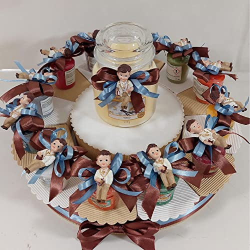 Sindy Bomboniere Bomboniere Candele Profumate Prima Comunione Maschio Torta Portaconfetti (Torta Comunione Bimbo) 59 Pezzi