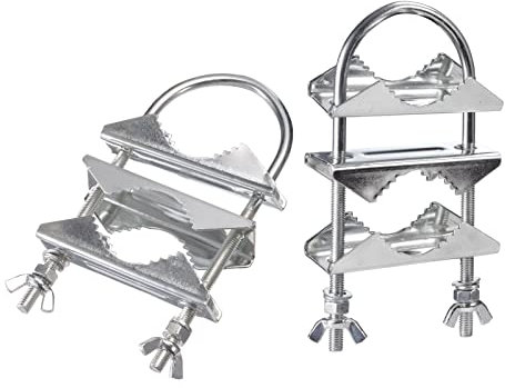 Eightwood Double Antenna Mast Clamp V Jaw Mounting Bracket U Bolts Pipe to Pipe Clamp 2 Sets for Outdoor CB Antenna, TV Antenna, Lora Antenna, WiFi Yagi Antenna, Weather Station