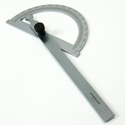 PIMALDAUM® Gonfiore, goniometro 0-180°, acciaio al carbonio ad alta resistenza, scala cromata, vite di bloccaggio, custodia in similpelle (metallo, 120 x 150 mm)