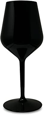 WAF RucBicchieri Set 6 VERRES À Vin/Cocktail ''EVENT TASTING BLOWN STEMGLASS'' 33cl. INCASSABLES, en Tritan (Plastique Rigide), BPA-Free, Réutilisables et Lavables au lave-vaisselle, (Noir) FM-41