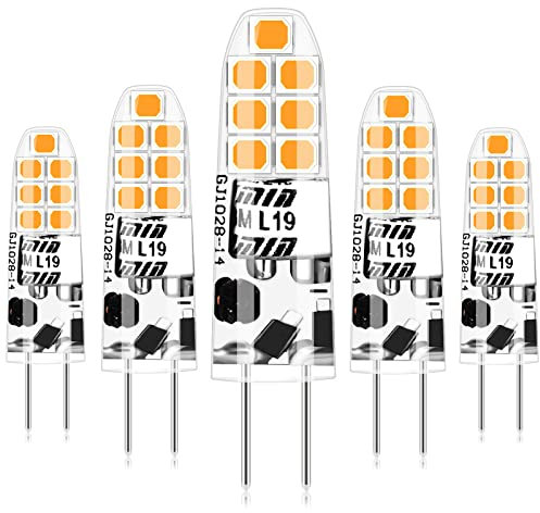G4 LED Bulbs,LED 2W 3000K Warm White LED Bulbs Light Bulb Replacement for 20W Halogen Bulus 12V AC/DC, 360 °Beam Angle, No Flickering Non-Dimmable Energy Saving Bulb, 5PCS