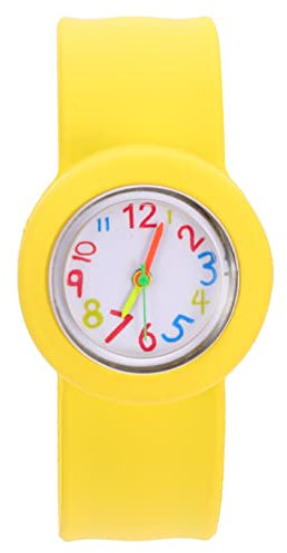generic Montre pour Enfants Slap Bracelet Watch Fun Fashion Slap-On Watch - Montre de pour Enfants Montre-Bracelet en Silicone pour Enfants Garçons Filles - Jaune
