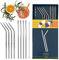Pailles Réutilisables Inox pour Cocktail, Lot de 16 Pailles Mojito Métalliques, Paille Droite et Courbée (8 + 8) en Acier Inoxydable, 2 Brosses de Nettoyage, Goupillons en Métal et Nylon