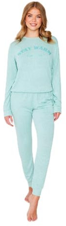 TURTLE Women's Pyjama Set –Sage Green Stay Warm Ladies Pyjamas Full Sleeve – Polyester Nightwear for Women – Comfortable Ladies Nightwear Set(S = UK 8-10)