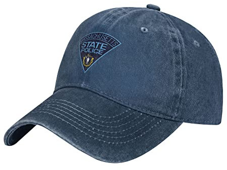 YINGD Cowboy Baseball Cap Massachusetts State Police Hat Verstellbar Casual Waschbar Sonnenhut für Männer Frauen Unisex Sport Hut, Hut 724, One size