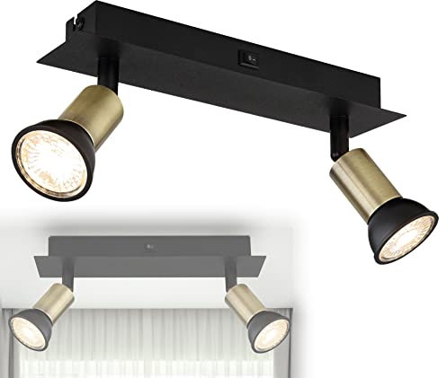 bmf-versand® Wandleuchte Innen Schlafzimmer mit Schalter - Wandlampe Wohnzimmer 2 Flammig Gold Farben Schwarz - Deckenlampe Wandmontage Deckenmontage - Deckenstrahler 2 Spots