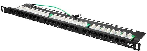 EXTRALINK Patchpanel 24 Port Cat 6 UTP 19 Zoll Patchfeld für Rack | 24 RJ-45-Ports der Kategorie 6 auf einer Höheneinheit: 482,6 mm Baubreite für jeden 19-Zoll-Netzwerkschrank im Serverraum.