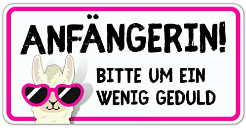 Fahranfänger Magnetschild (20x10cm) - Anfänger Schild Auto - Bessere Alternative zu Auto Aufkleber und Saugnapf - Geschenke zum Führerschein - Magnet Schild Beginner für Fahrschule - Alpaka