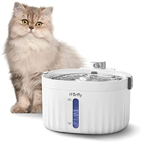 Fuente De Agua Inalámbrica para Gatos, Dispensador De Agua para Gatos 2L 15Db Fuente Ultra Silenciosa con Pilas Fácil De Limpiar Y Ensamblar