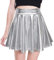 SamHeng Damen Metallischer Faltenrock Mini Skater Minirock Shiny Metallic Plisseerock Low Rise Röcke Tanz Tutu Party Club Kostüm Silber