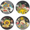 Putuo Decor 4er Set Hippie Indie Schallplatte Wanddekoration, ästhetische Weirdcore Raumdekoration, Sonnenblume, Pilz, Sonne, Mond, psychedelische Wandkunst