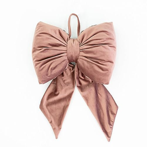 Fiocco Fuoriporta Natalizio in Velluto da Appendere Arredo Parete, Porta o Puntale Albero - Fiocco Natalizio Decorazione di Natale, 40x30 cm